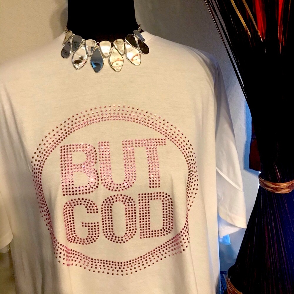 But God Blue Rhinestone T-shirt